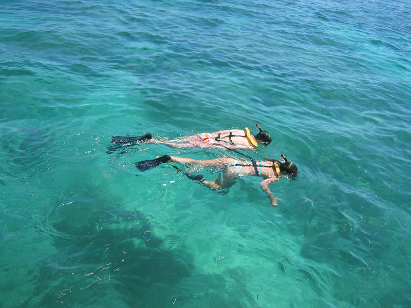 Two people snorkeling in Key West